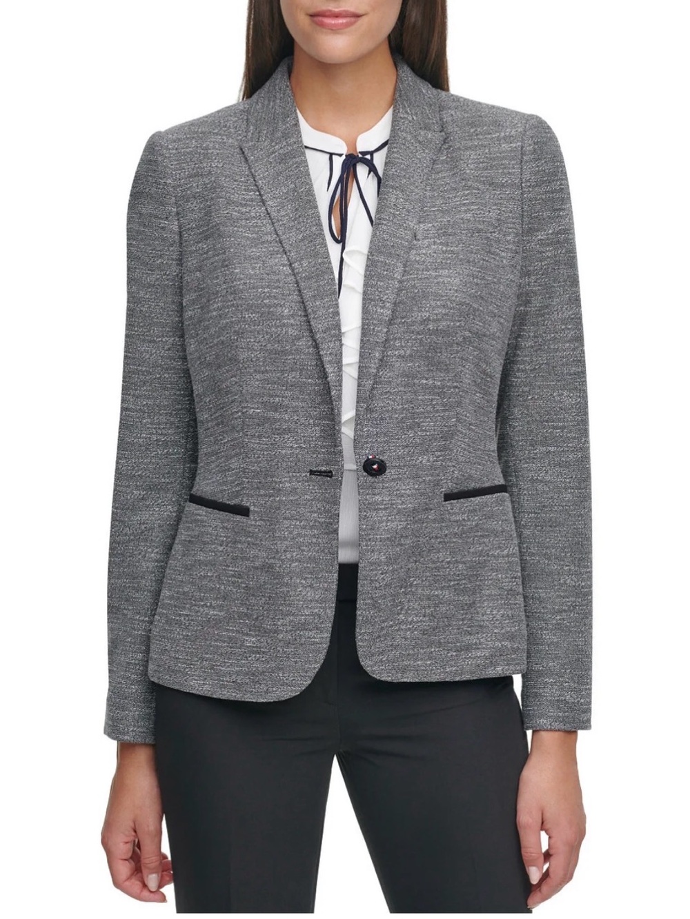 Tommy Hilfiger Gray Elbow-Patch Blazer